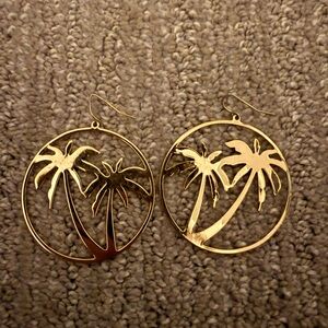 Gold Palm Tree Hoop Earrings
